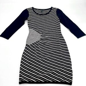 UEC Marciano black & white striped knit long sleeve mini dress size XS